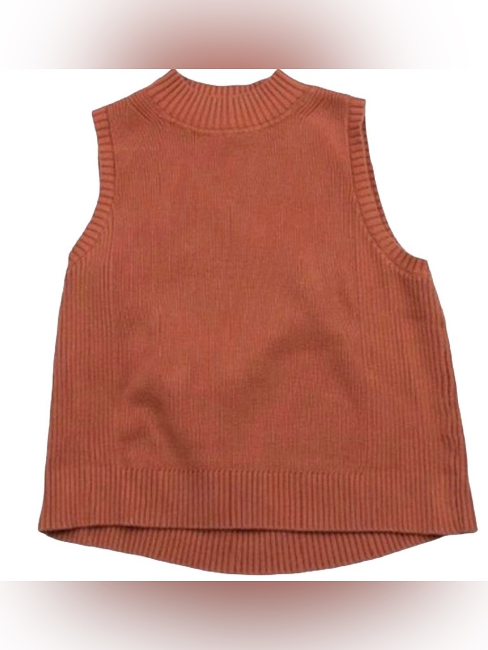 All:Row Sleeveless Mock Neck Sweater, Orange, Size L